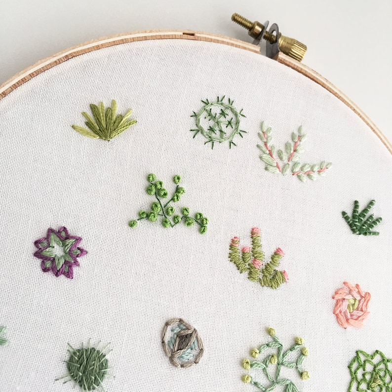 Tiny Succulents Hand Embroidery Pattern PDF Download, Embroidery Hoop Art, Desert, Cactus Decor, for the Plant Lady image 4