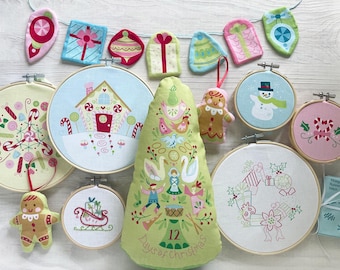 Christmas Candy Land fabric yard, Sewing and Hand Embroidery cut and sew projects