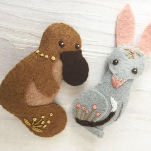 Australian Felt Animals Plush Sewing Pattern digital download, Kangaroo, Koala, Bilby, Platypus image 6