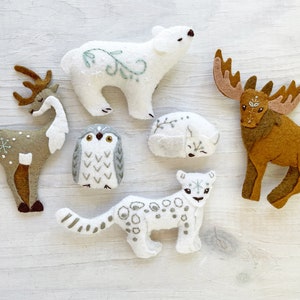 6 Winter Animals Plush ornament Felt Sewing pattern, felt toys, Christmas decor, PDF Download, SVG files for cricut, silhouette image 8