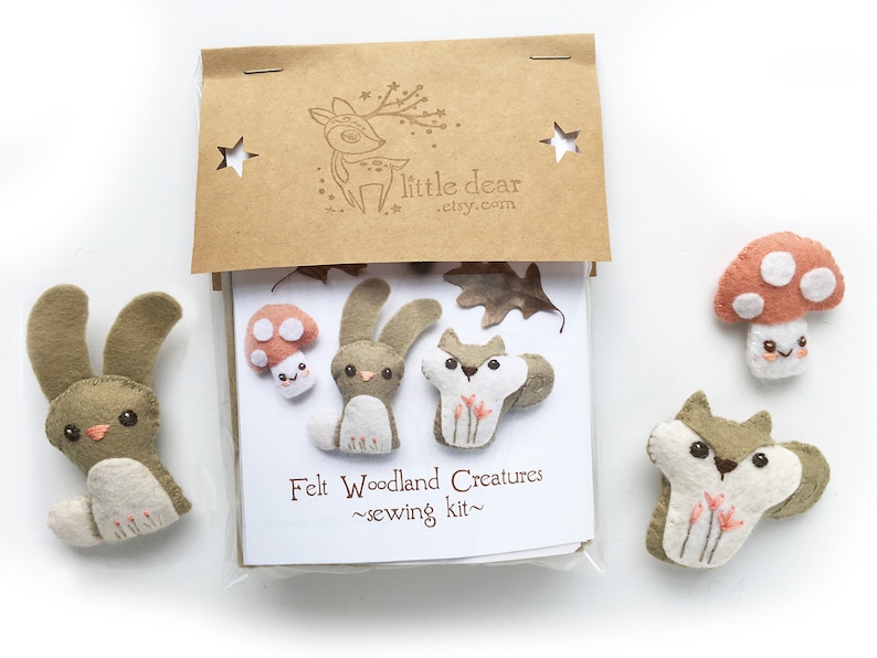 DIY Mini Felt Animals Sewing Kit Make Your Own Woodland Etsy