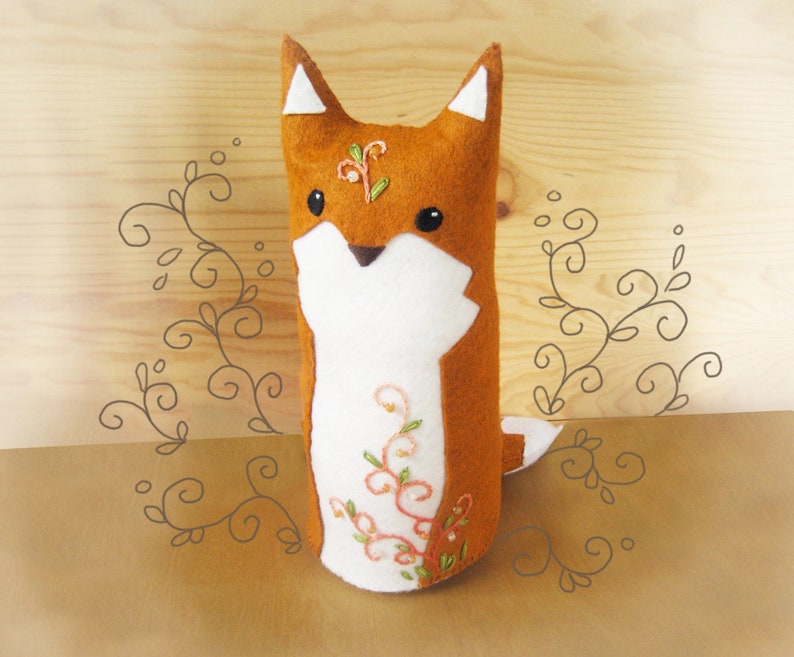 Sewing Pattern for Fiona Fox, Plush Pattern PDF Download, Felt Animals, Woodland Nursery Decor image 1