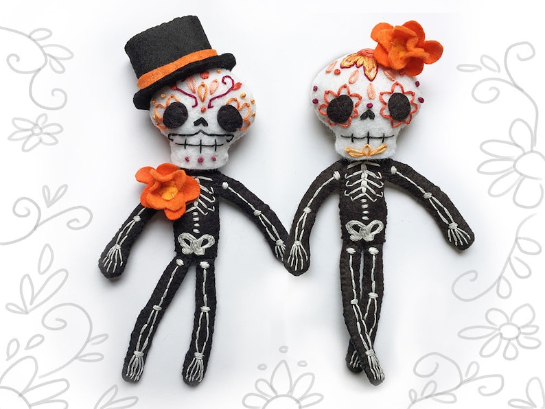 Day of the Dead Plush Sewing Pattern for Felt Calaveras - Etsy