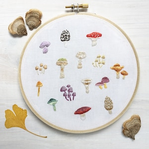 Tiny Mushrooms Hand Embroidery Pattern PDF Download, Embroidery Hoop Art