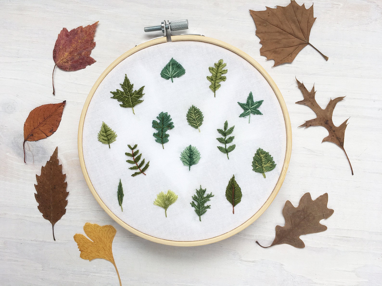 Tiny Leaves Hand Embroidery Pattern PDF Download, Embroidery Hoop Art ...