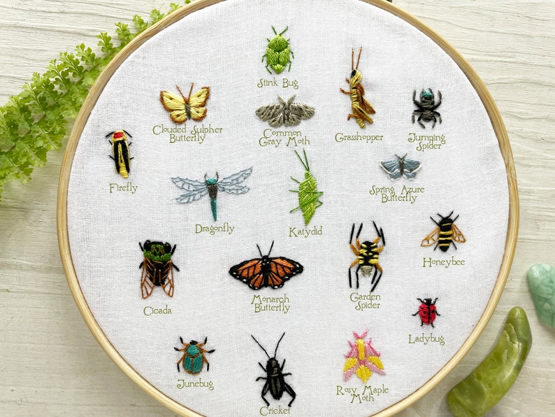 Tiny Bugs Collection Hand Embroidery Pattern PDF Download, Mini Insects Embroidery Hoop Art image 6