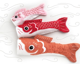 Koinobori Fish Flag plush sewing pattern, Party Decorations, Felt Ornament, Japanese, Felt Animals, Childrens Day