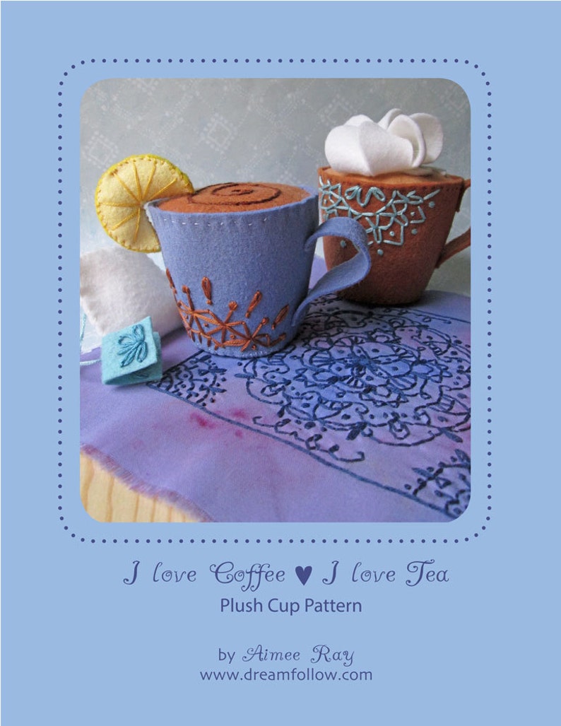 Plush Pattern for I Love Coffee and Tea Cup Sewing Pattern - Etsy