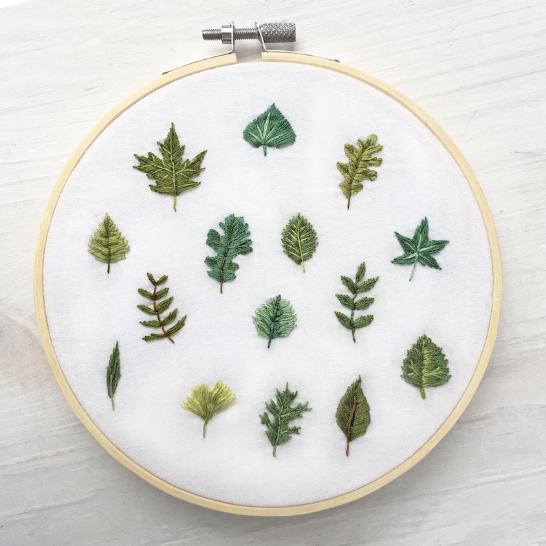 Tiny Leaves Hand Embroidery Pattern PDF Download, Embroidery Hoop Art ...