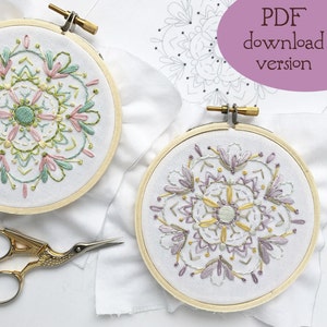 PDF download Mini Mandala Floral Hand Embroidery pattern, perfect for beginners