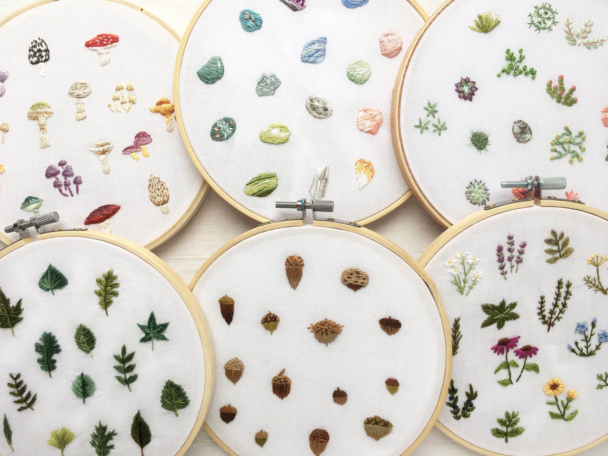 6 Tiny Collections Embroidery Patterns Mini Mushrooms Etsy