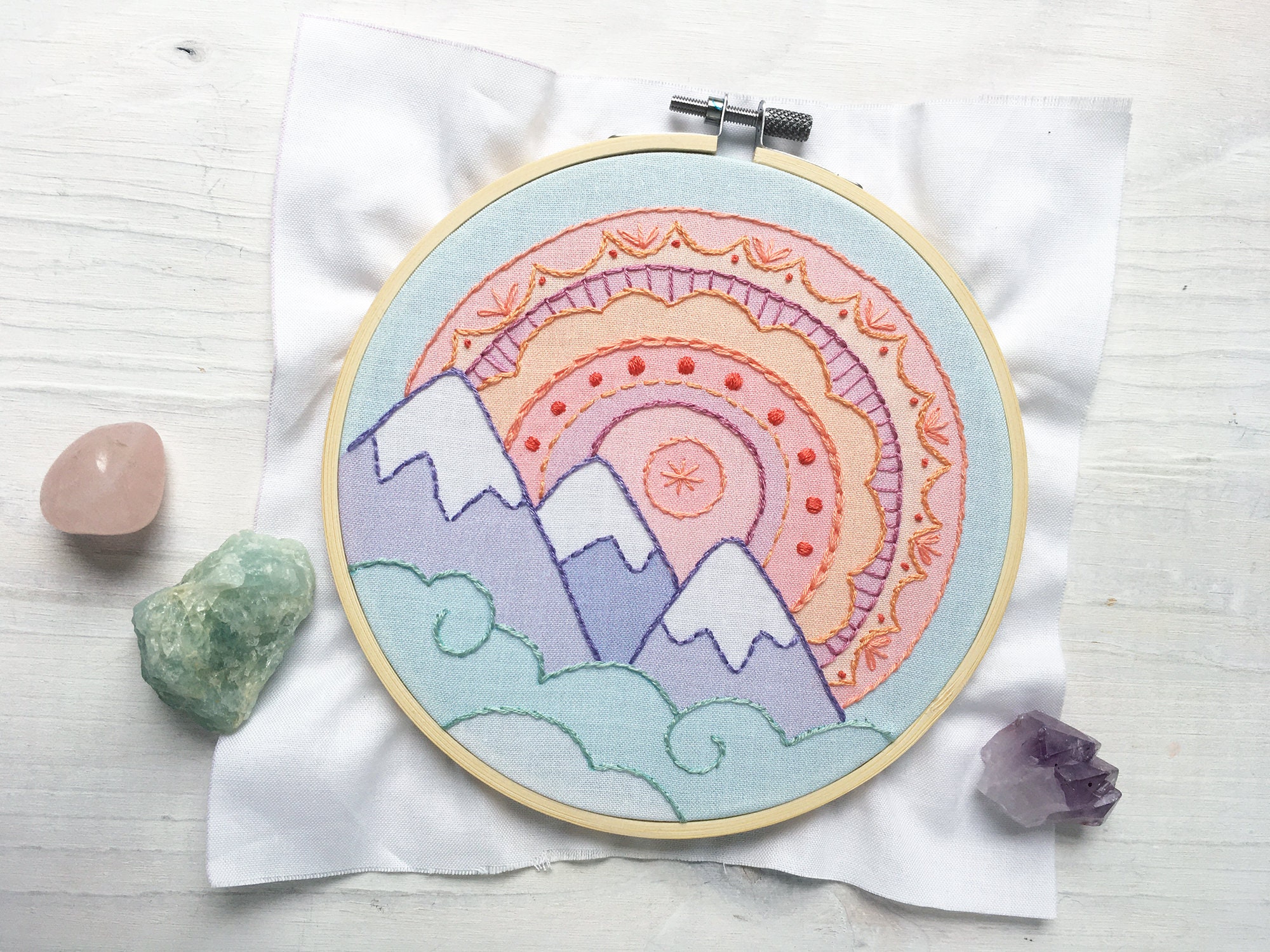 Mountain Rainbow Hand Embroidery Sampler Learn Hand - Etsy Denmark
