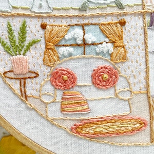Little House Beginner Embroidery sampler, printed fabric Hand Embroidery Hoop Art Design, DIY image 9