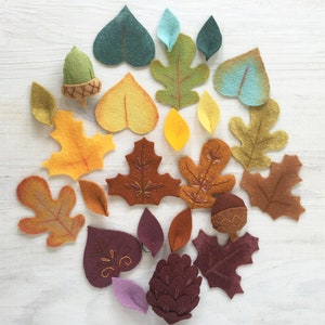 Felt Leaves Sewing Pattern PDF download, felt plants, garland, wreath, fall autumn acorn pine cone image 1