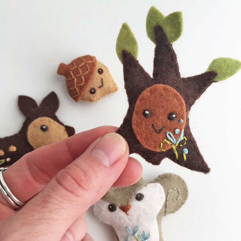 Woodland Creatures Plush sewing pattern Set 2, PDF Download, SVG file, Felt Animals for Baby Mobile, Finger Puppets, Felt Ornaments image 4