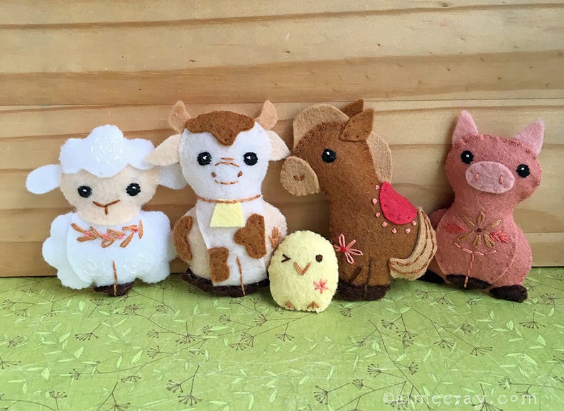 Sewing Pattern for Felt Farm Animals PDF Download SVG File Etsy Australia