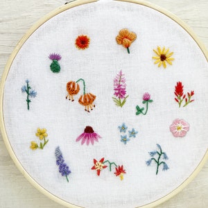 Tiny Wildflowers Hand Embroidery Pattern PDF Download, Mini Embroidery Hoop Art image 5