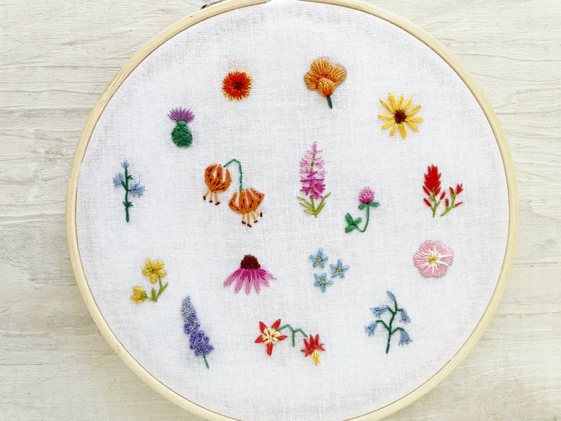 Tiny Wildflowers Hand Embroidery Pattern PDF Download, Mini Embroidery Hoop Art image 5