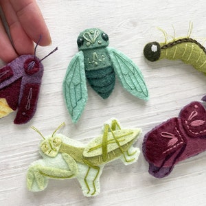 Beautiful Bugs set 2 Sewing Pattern PDF download, felt animals, cicada, praying mantis, firefly image 6