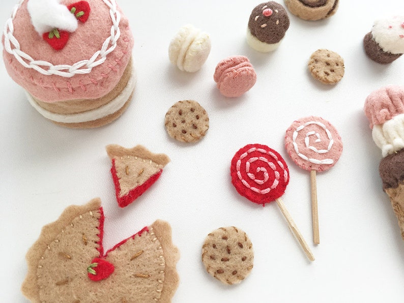 Felt Food Desserts Plush Sewing Pattern, Mini Sweet Shoppe, PDF Download, SVG files for Doll House Miniatures, Felt Ornaments, Brooch image 5