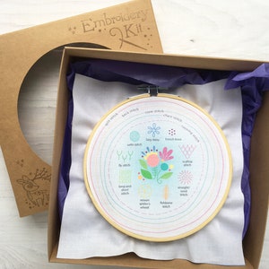 Stitch Sampler Full Kit Beginner Hand Embroidery design, printed Hand Embroidery pattern, DIY Sampler image 4