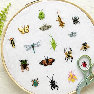 Tiny Bugs Collection Hand Embroidery Pattern PDF Download, Mini Insects Embroidery Hoop Art image 2