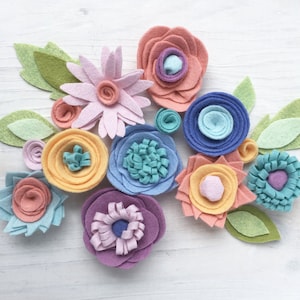 Felt Flowers Sewing Pattern PDF download, felt plants, garland, headband, bouquet