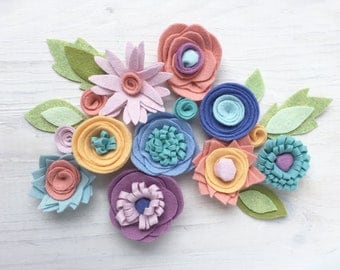 Felt Flowers Sewing Pattern PDF download, felt plants, garland, headband, bouquet