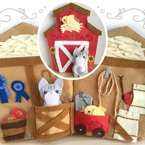 Little Red Barn Farm Quiet Book PDF Sewing Pattern with Felt Animals, PDF Download to sew your own soft toy, svg cut files