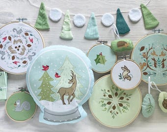 Winter Woodland fabric yard, Sewing and Hand Embroidery cut and sew projects