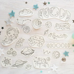 19 Celestial Stick and Stitch Embroidery Designs, Hand Embroidery Patterns,  Planets, Moon Phases, Stars, Constellations 