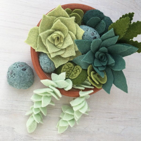 Felt Succulents Cactus Sewing Pattern PDF download, felt plants, garland, bouquet