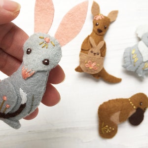 Australian Felt Animals Plush Sewing Pattern digital download, Kangaroo, Koala, Bilby, Platypus image 4