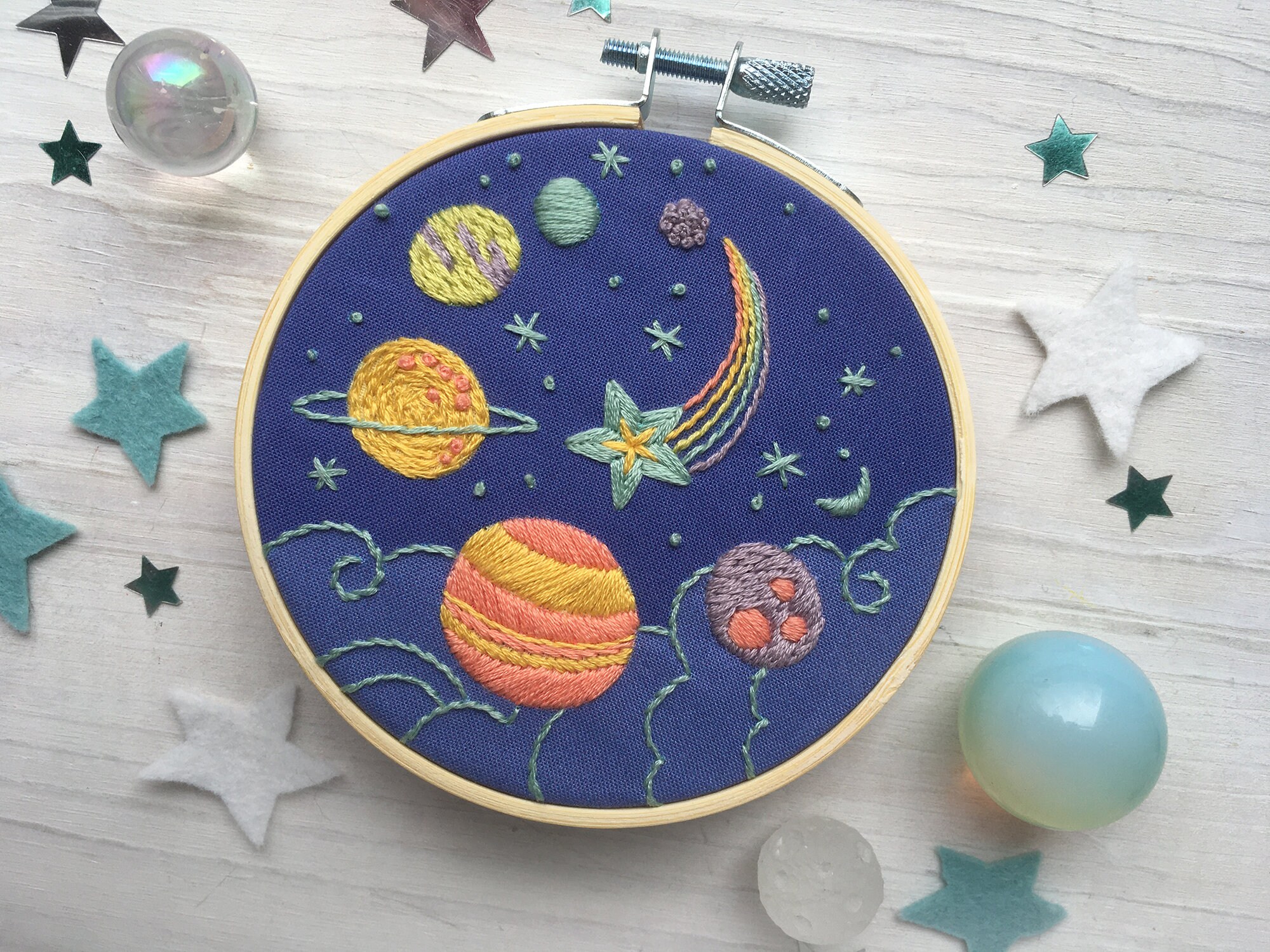 【amour様】planet3rd hand embroidery best PDF Pattern Planets and Stars Hand Embroidery Design, Cosmic