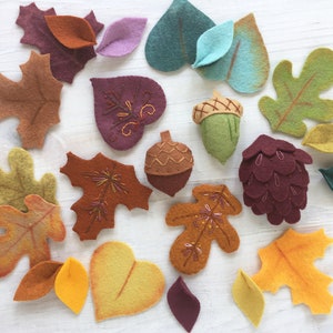 Felt Leaves Sewing Pattern PDF download, felt plants, garland, wreath, fall autumn acorn pine cone image 8