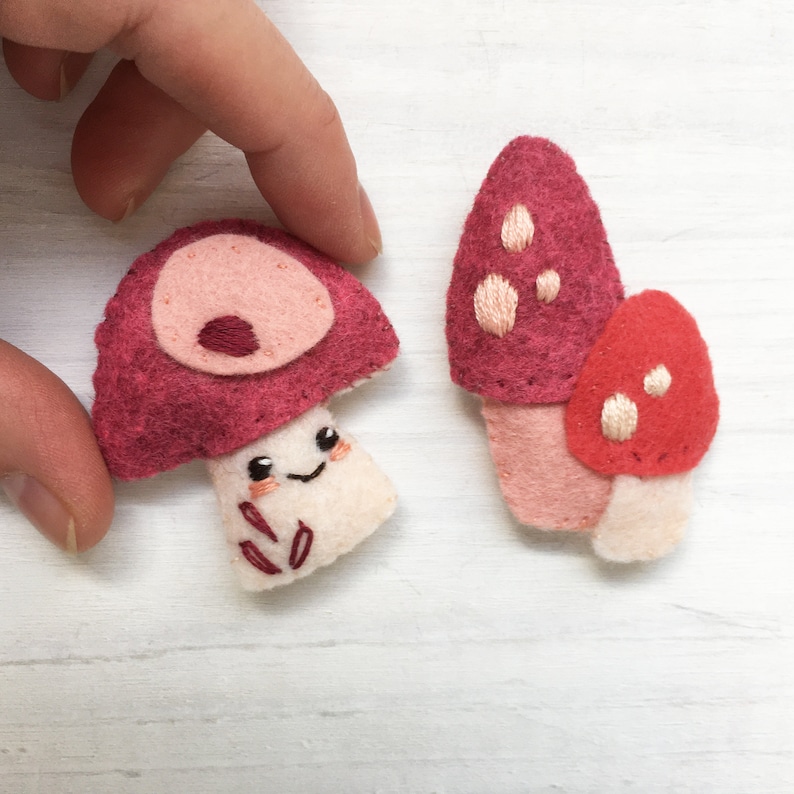 Felt Mushrooms PDF pattern download, SVG file, Plush Sewing Pattern for Ornaments, Baby Mobile, Finger Puppets image 4