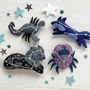 12 Constellation Animals Sewing Pattern PDF download, Celestial Zodiac decor plush, SVG file, Cosmic Owl, Whale, Big Bear, Little Bear image 7