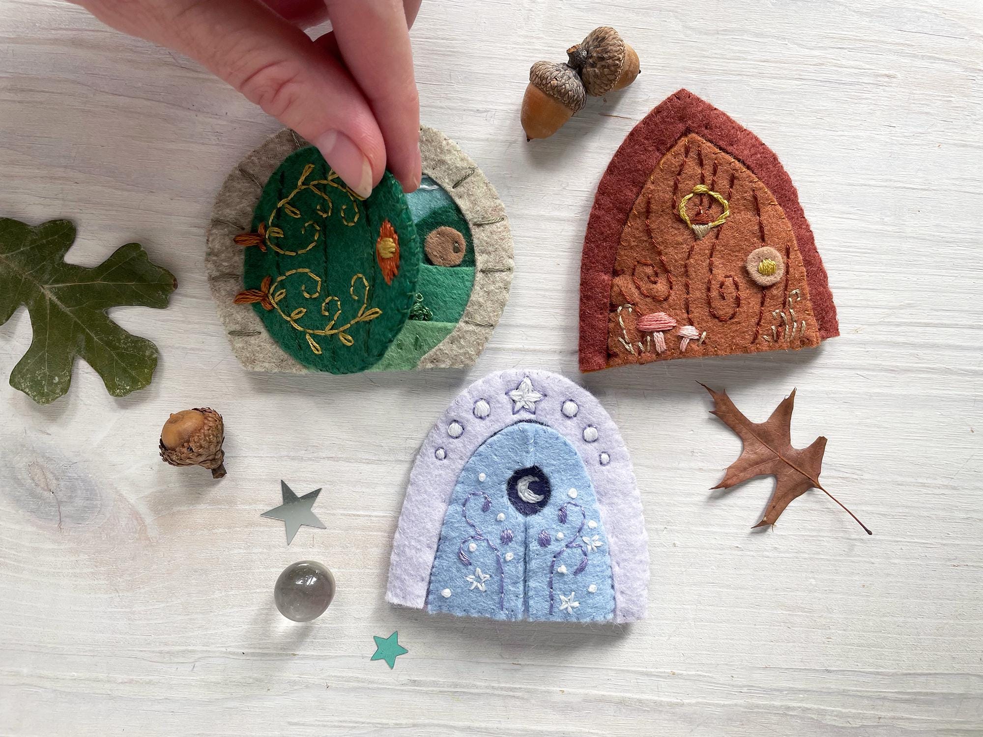 Secret Doors felt ornament Pattern PDF downloads, fairy door