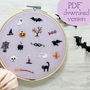 PDF download Halloween Tinies Hand Embroidery pattern, mini motifs