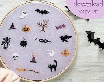 PDF download Halloween Tinies Hand Embroidery pattern, mini motifs