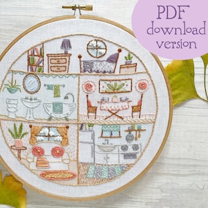 PDF download Little House Hand Embroidery pattern, diy hoop art