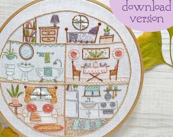 PDF download Little House Hand Embroidery pattern, diy hoop art