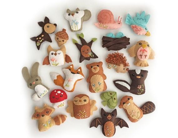 20 Piece Woodland Creatures Felt Plush Animals Sewing Patterns PDF