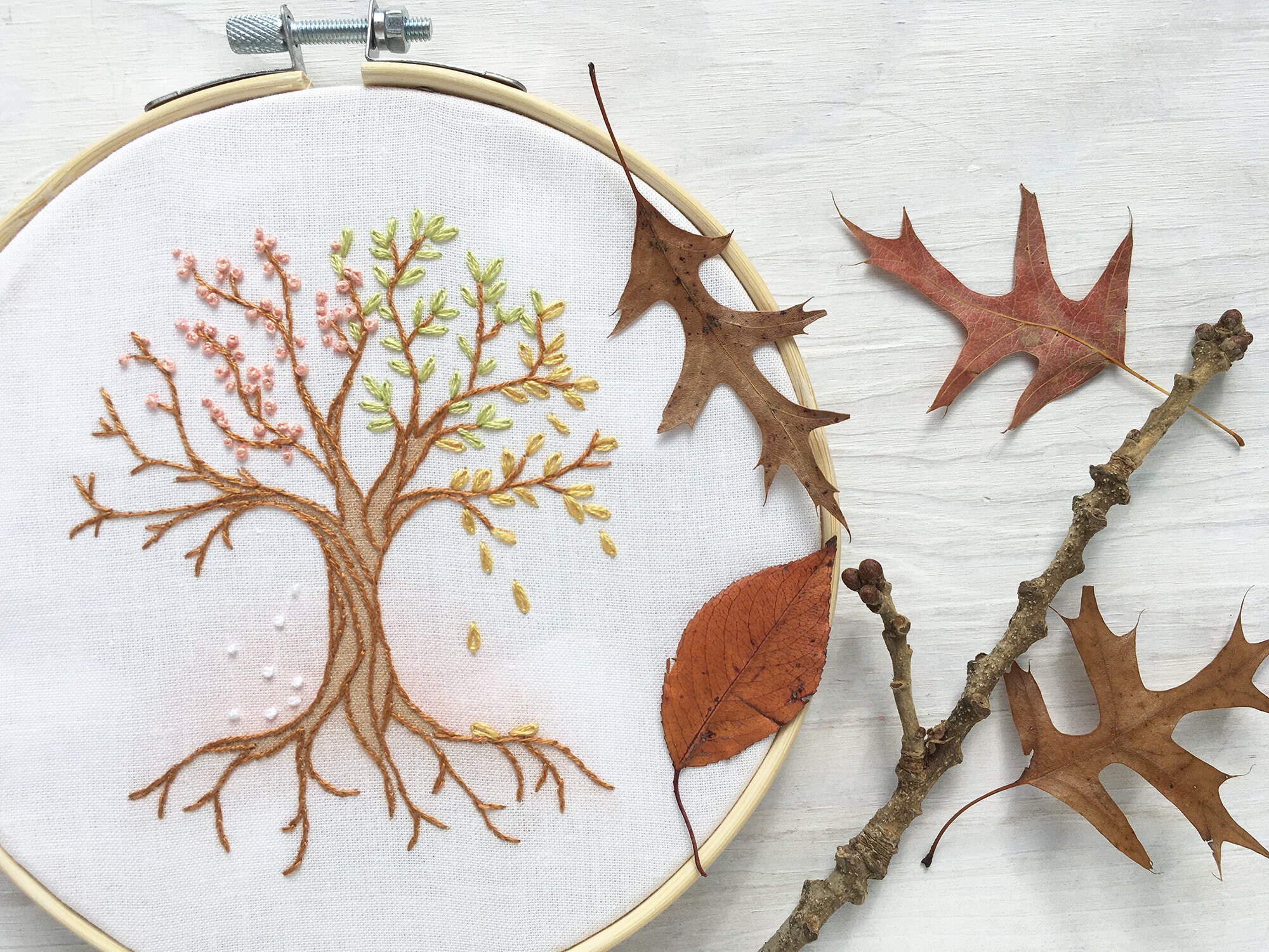 4 Seasons Tree Beginner Hand Embroidery Pattern PDF Download | Etsy