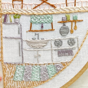 Little House Beginner Embroidery sampler, printed fabric Hand Embroidery Hoop Art Design, DIY image 8