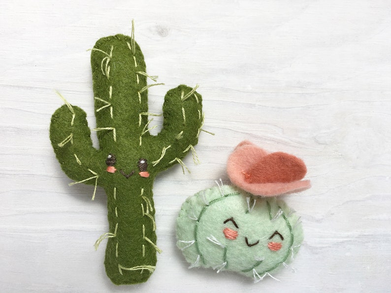Felt Cactus Friends sewing pattern PDF, SVG digital download Plush mini succulents for Desert Decor, Baby Mobile image 4