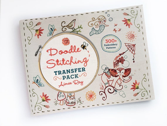 Doodle Stitching Transfer Pack Book by Aimee Ray, Iron on Transfer Beginner  Hand Embroidery Patterns, Modern Needlework Designs 