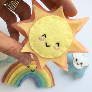 Rainbow, Sun and Clouds PDF Plush Sewing Pattern, SVG file for mini felt toys, baby mobile image 5