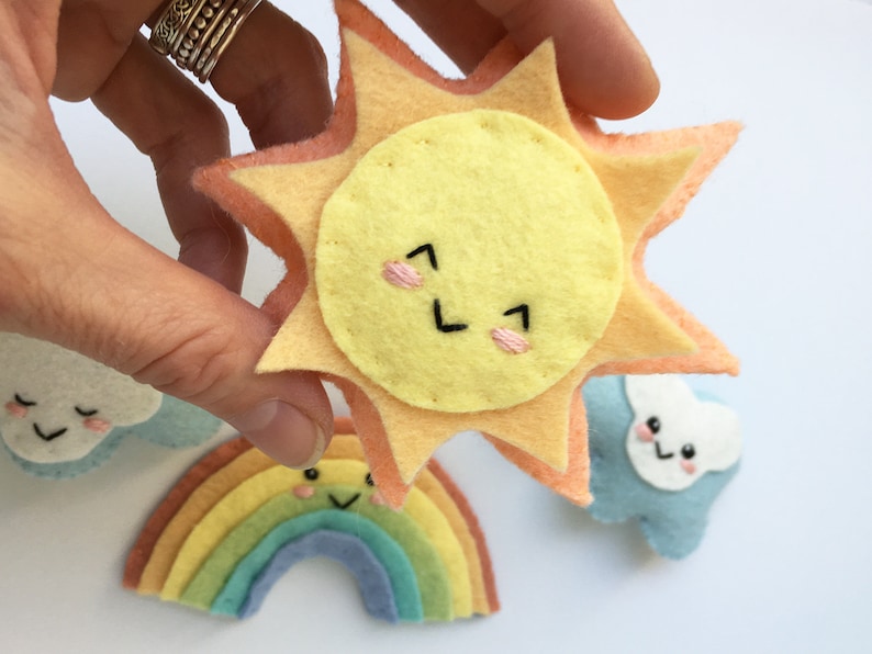 Rainbow, Sun and Clouds PDF Plush Sewing Pattern, SVG file for mini felt toys, baby mobile image 5