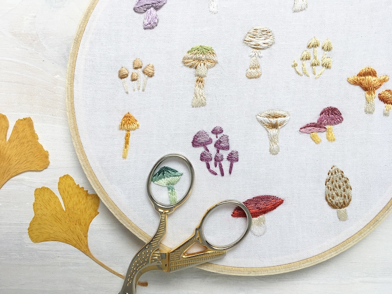 Tiny Mushrooms Hand Embroidery Pattern PDF Download, Embroidery Hoop Art image 2